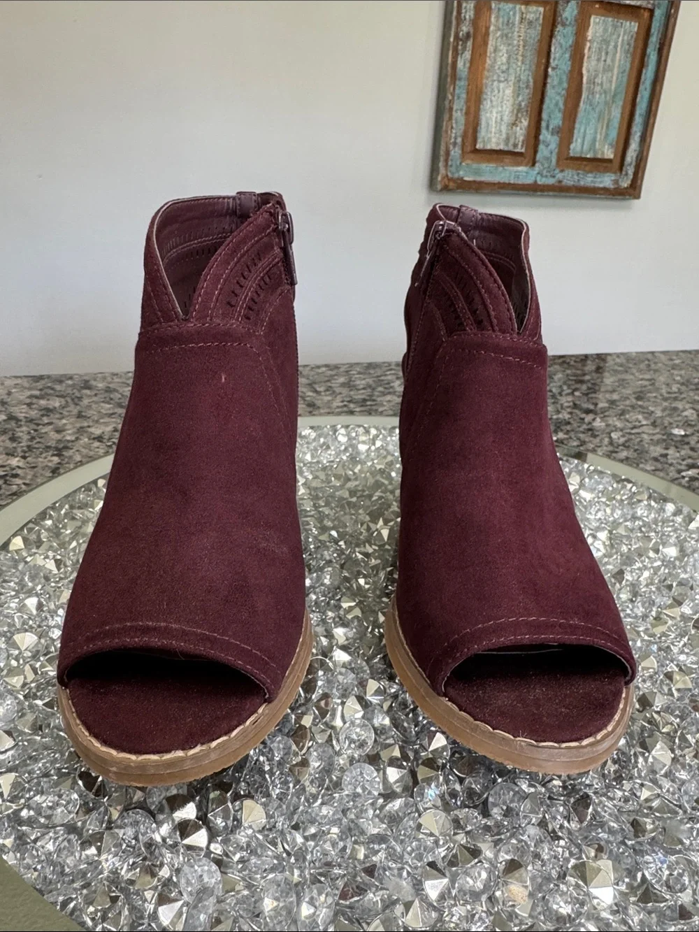 Sonoma Burgundy Open-Toe Block Heel Sandal EUC 6.5